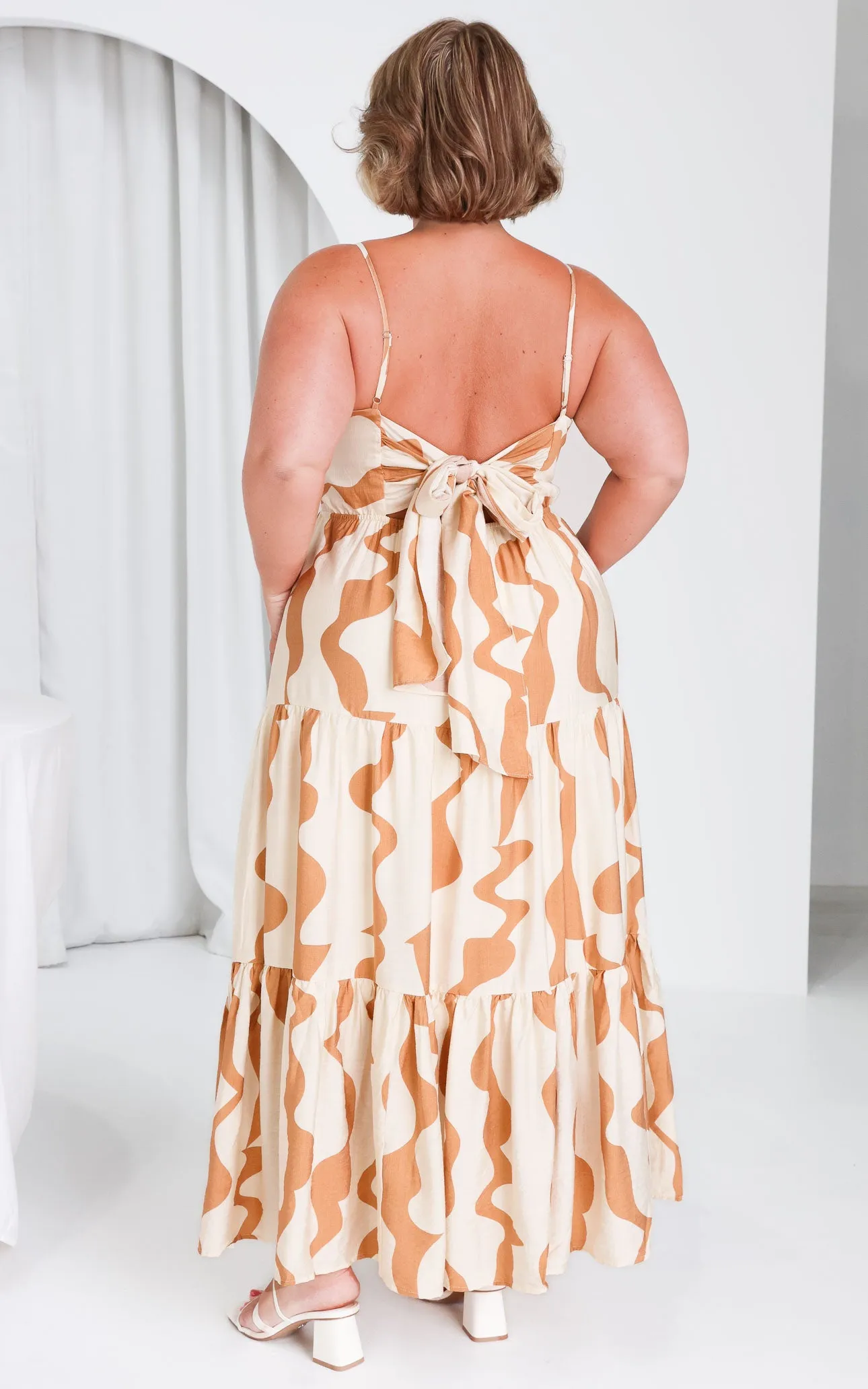 Santos Maxi Dress - Brown Wave Print