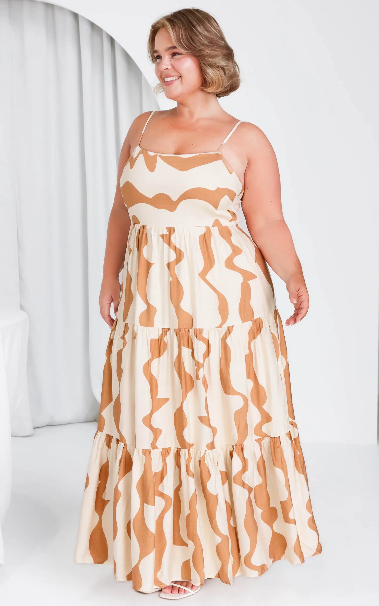 Santos Maxi Dress - Brown Wave Print