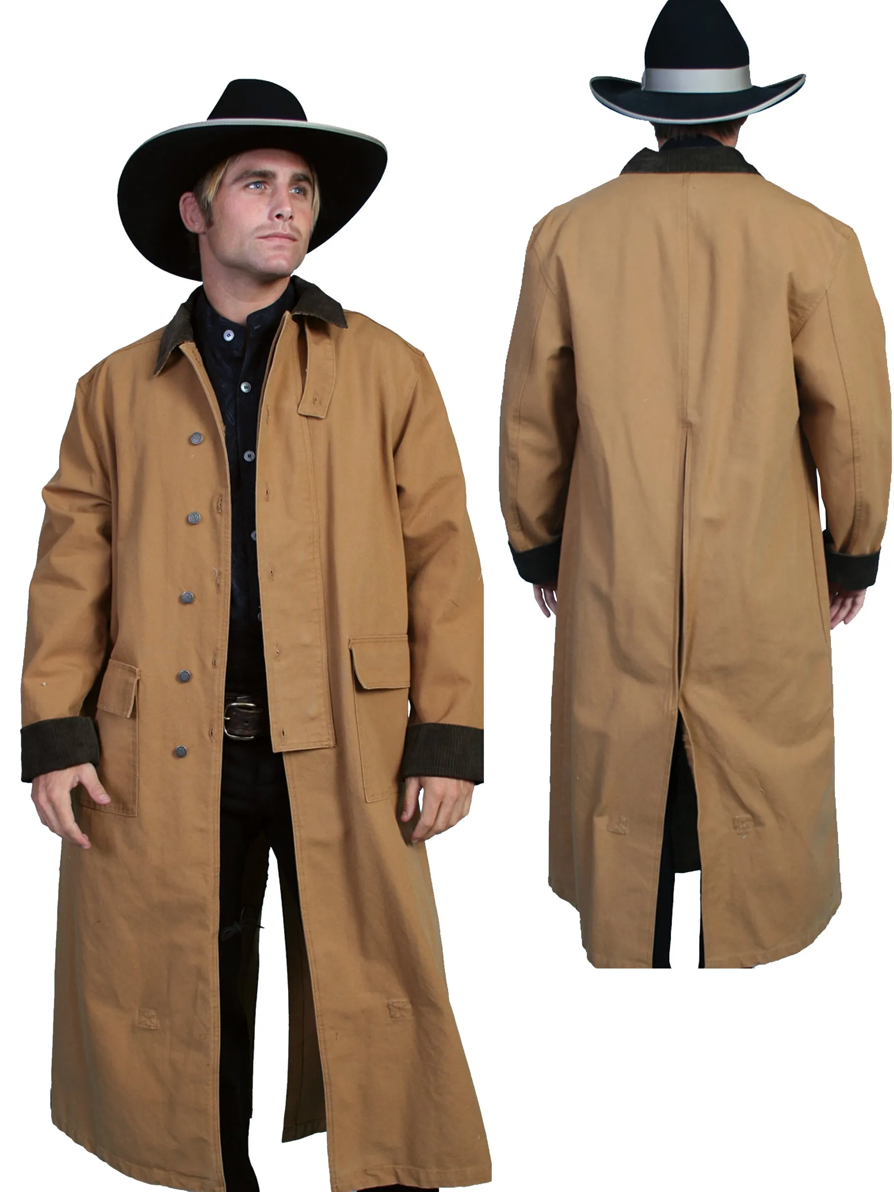 Scully RangeWear Mens Brown 100% Cotton Long Overcoat Duster Coat