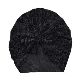 Selkie | Black Leopard | Velvet Burnout Headwrap