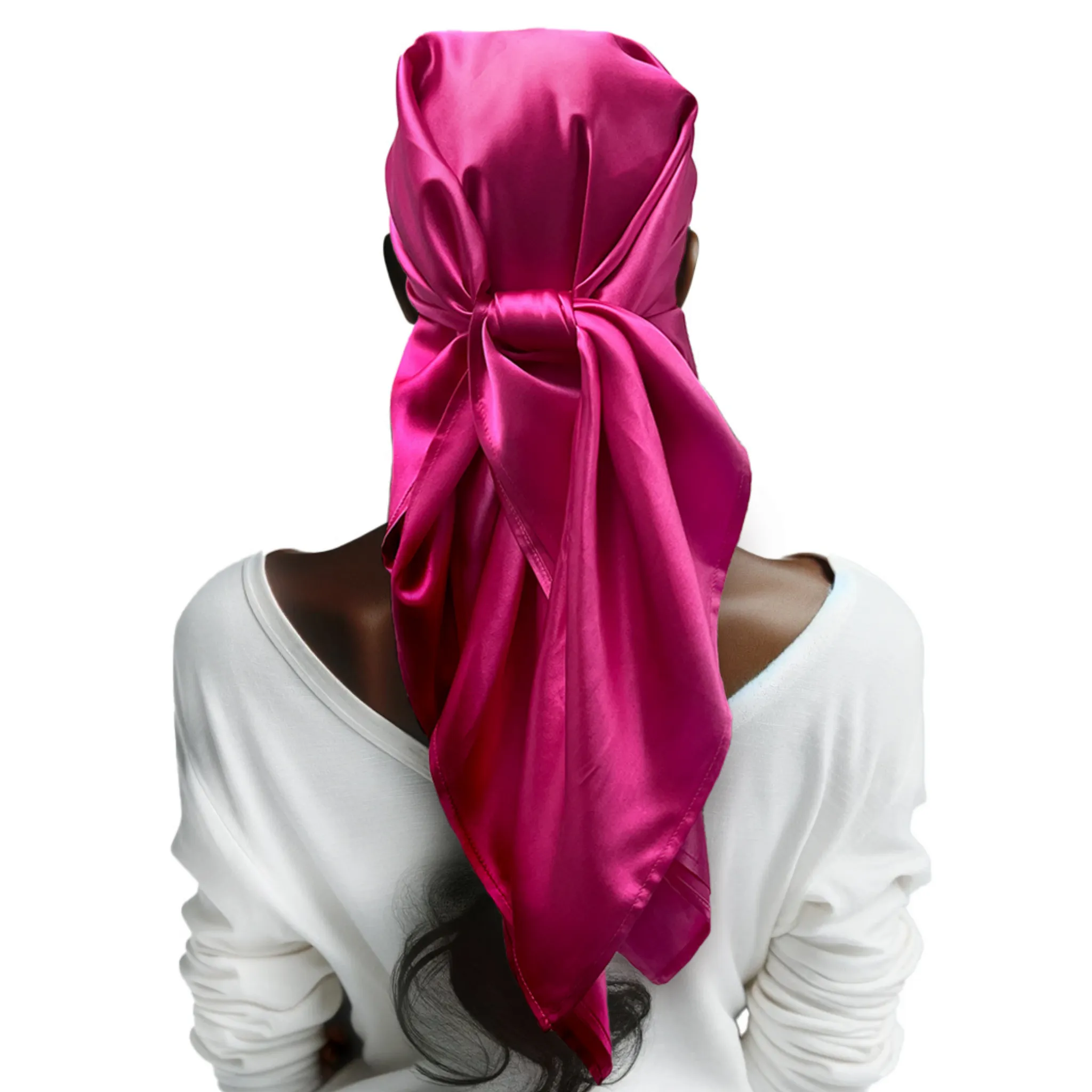 Silk Square Head Scarf - Magenta