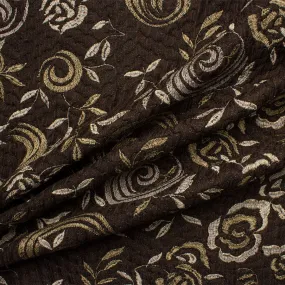 Silver Embroidered Brown Brocade