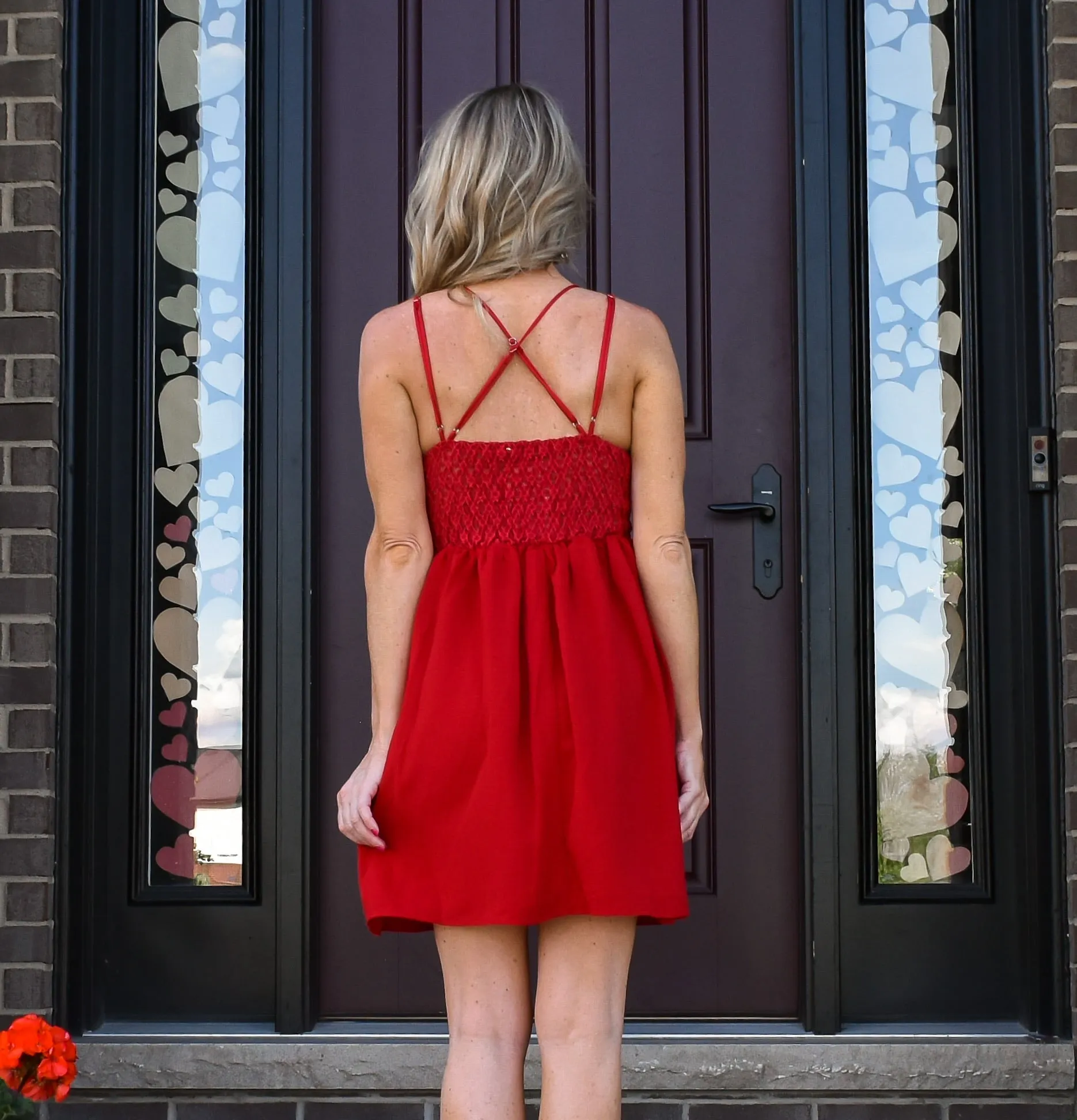 Simply Sweet Lace Bralette Dress: Red