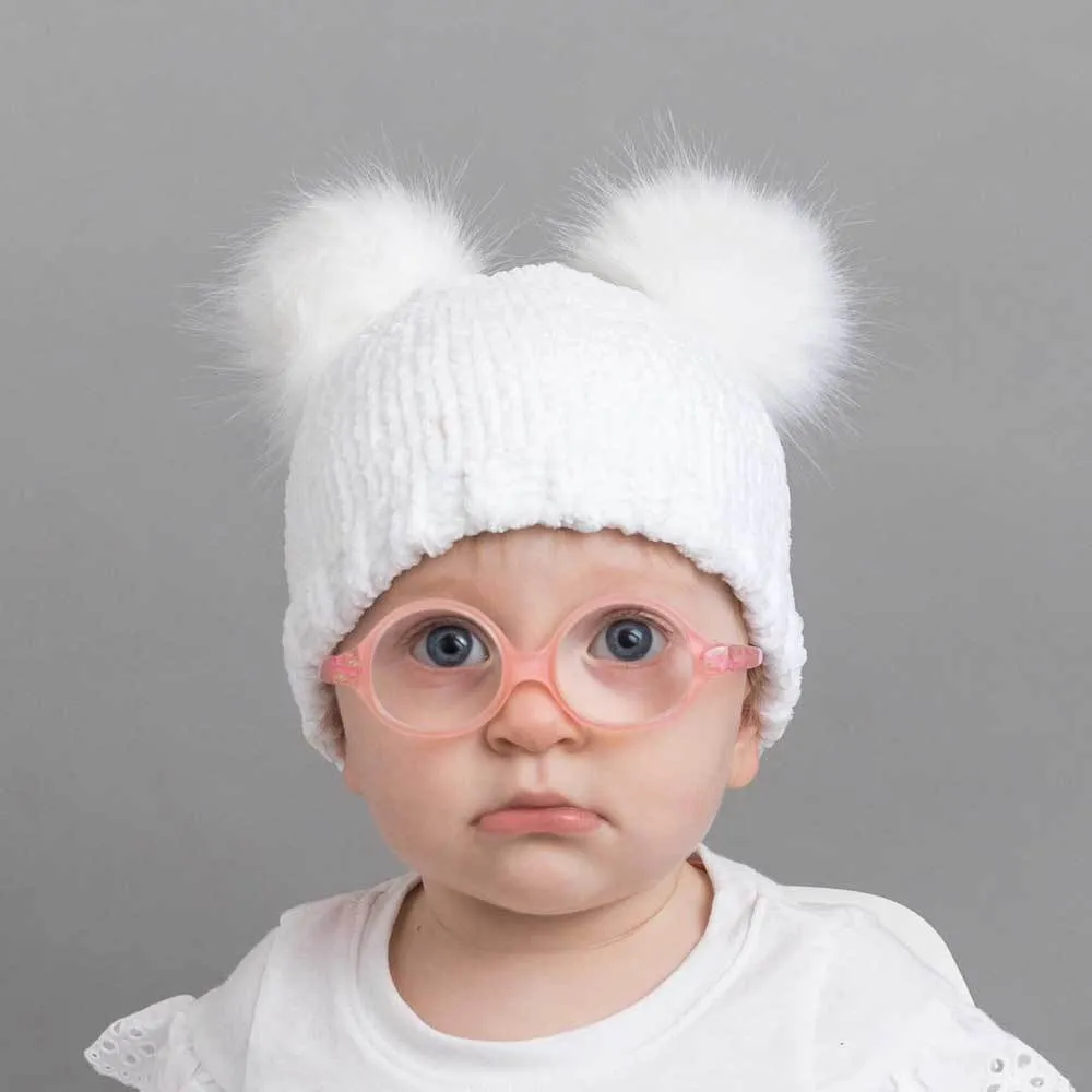 Snowy White Chenille Beanie Hat for Babies, Toddlers & Kids