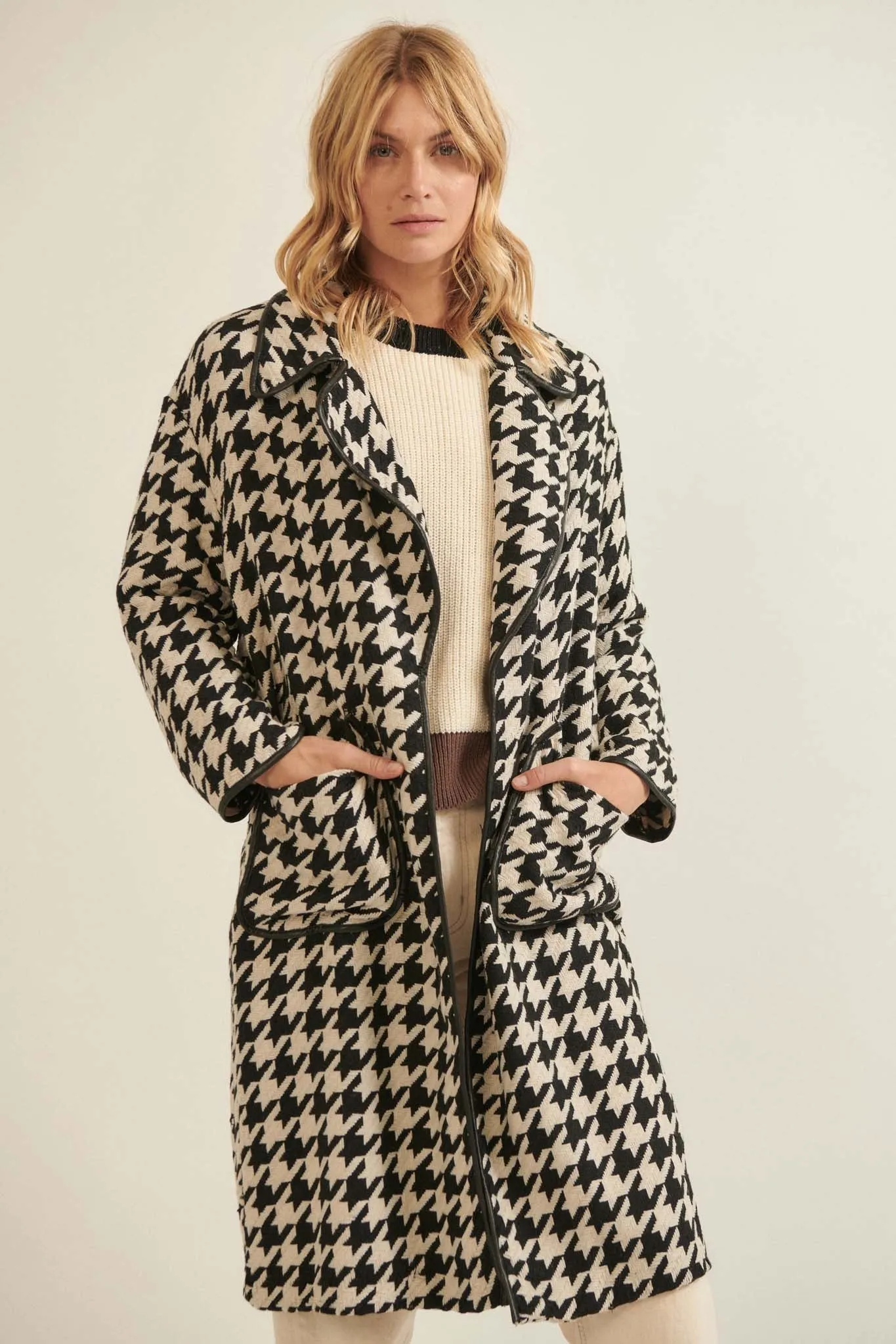 Style Hunter Houndstooth Tweed Overcoat