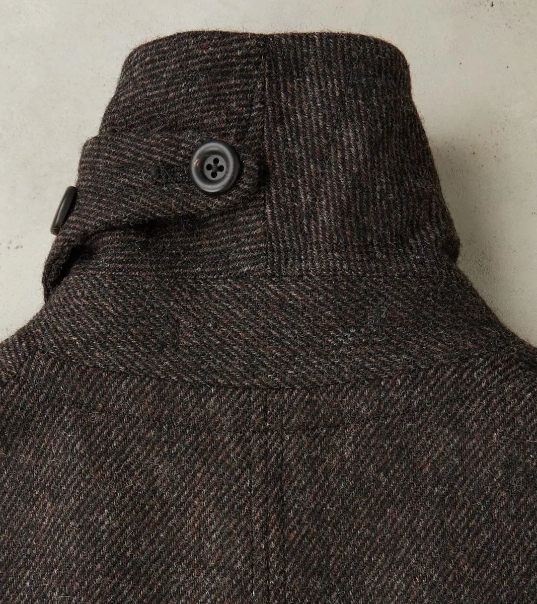 Swiss Army Overcoat - Fox Brothers® Dark Walnut Brown Tweed Twill