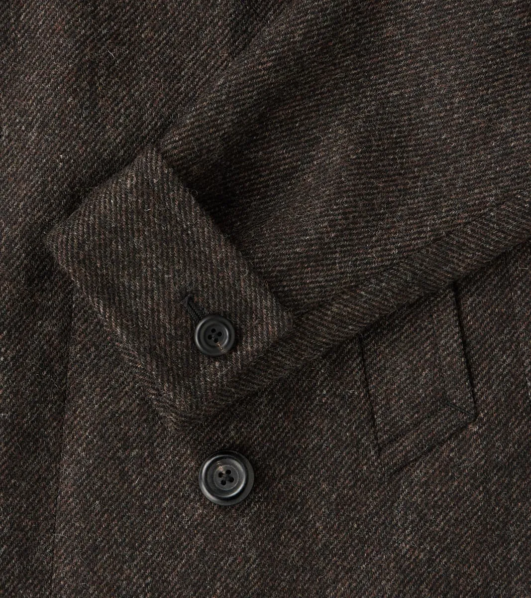 Swiss Army Overcoat - Fox Brothers® Dark Walnut Brown Tweed Twill