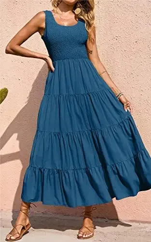 Trendy Ruffled Sleeveless Maxi Dress