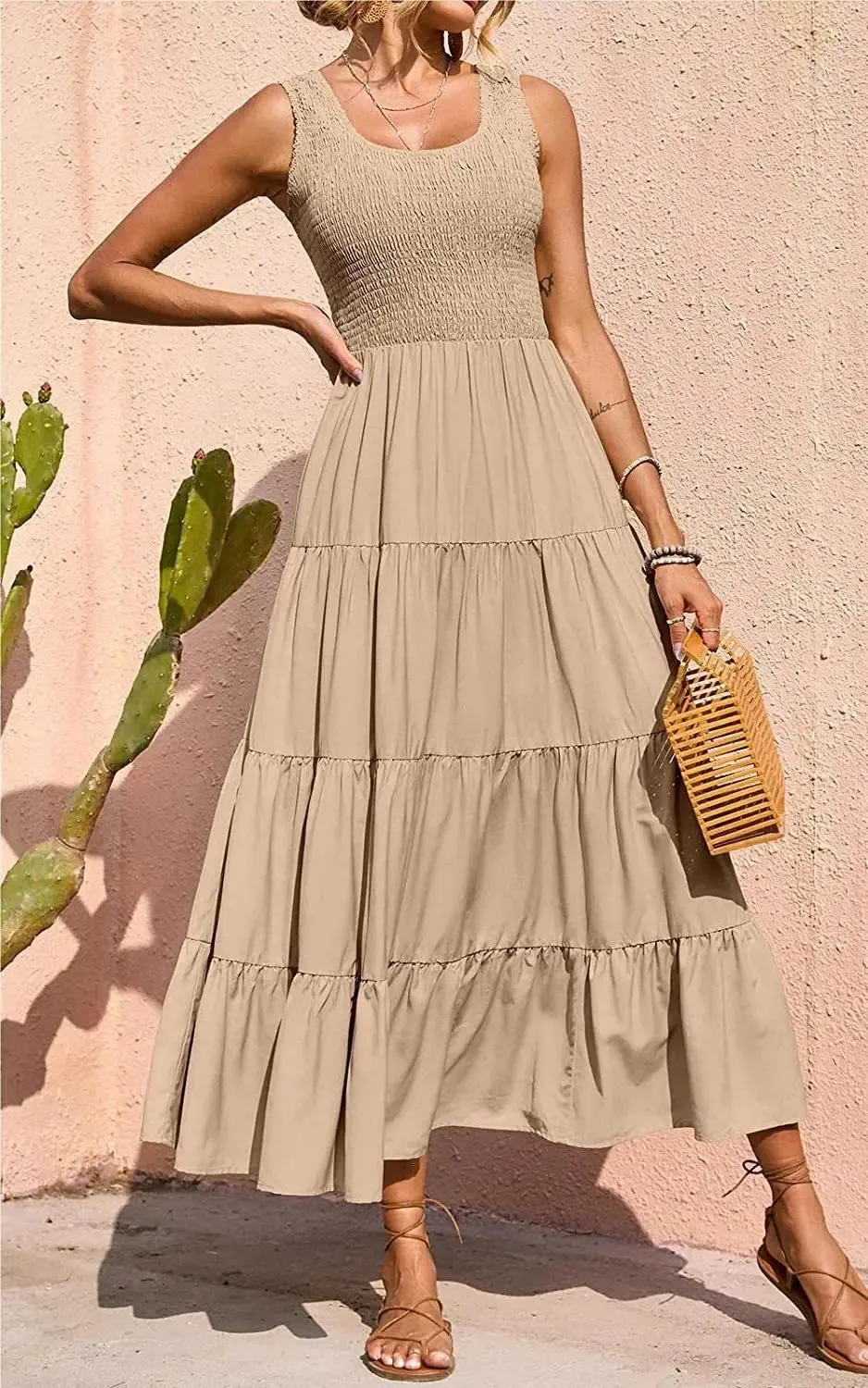 Trendy Ruffled Sleeveless Maxi Dress