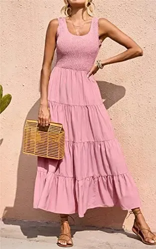 Trendy Ruffled Sleeveless Maxi Dress