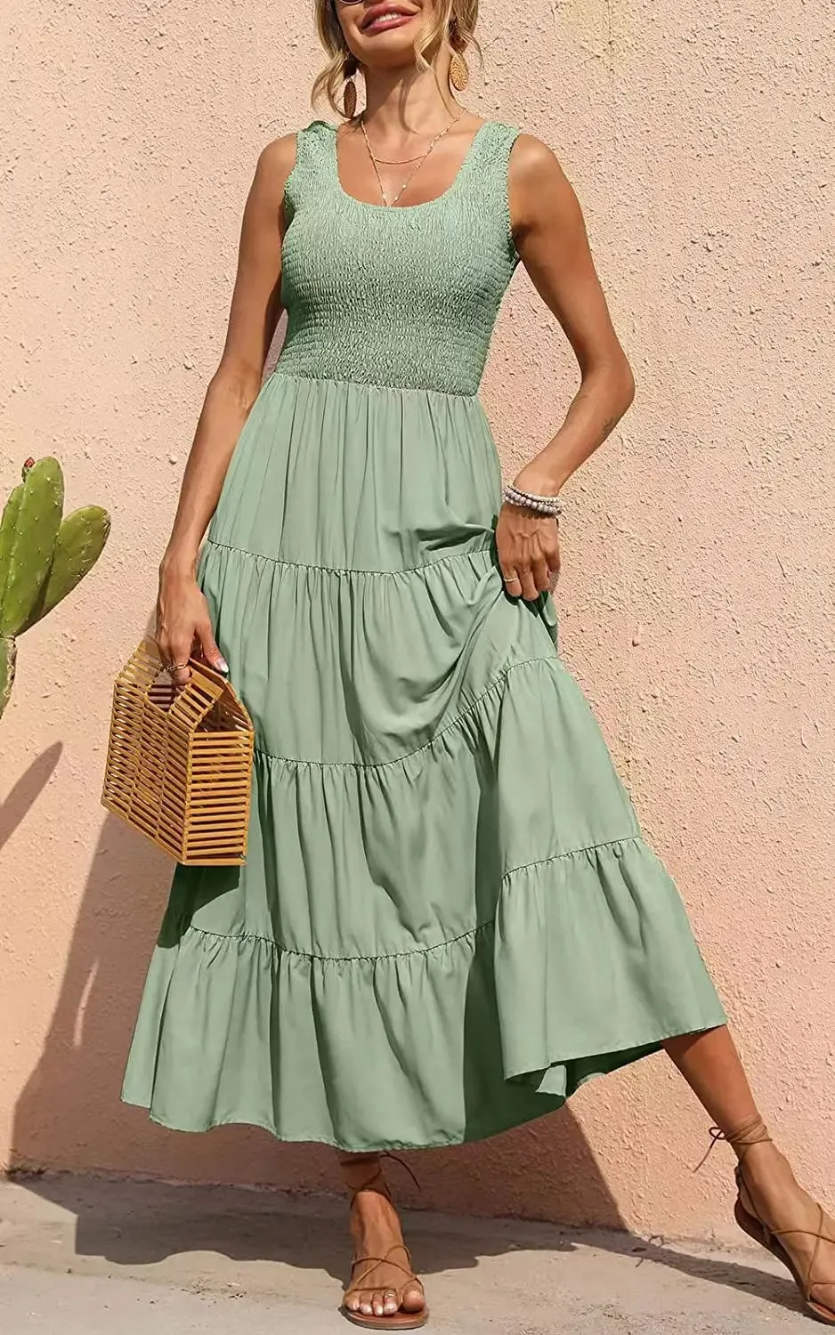 Trendy Ruffled Sleeveless Maxi Dress