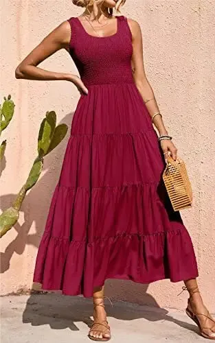 Trendy Ruffled Sleeveless Maxi Dress