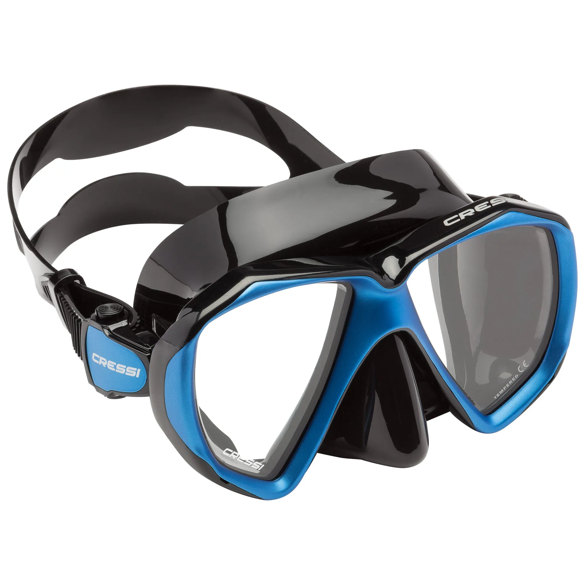 Used Cressi Liberty Duo Spe Scuba Diving Mask - Black/Blue/Blue