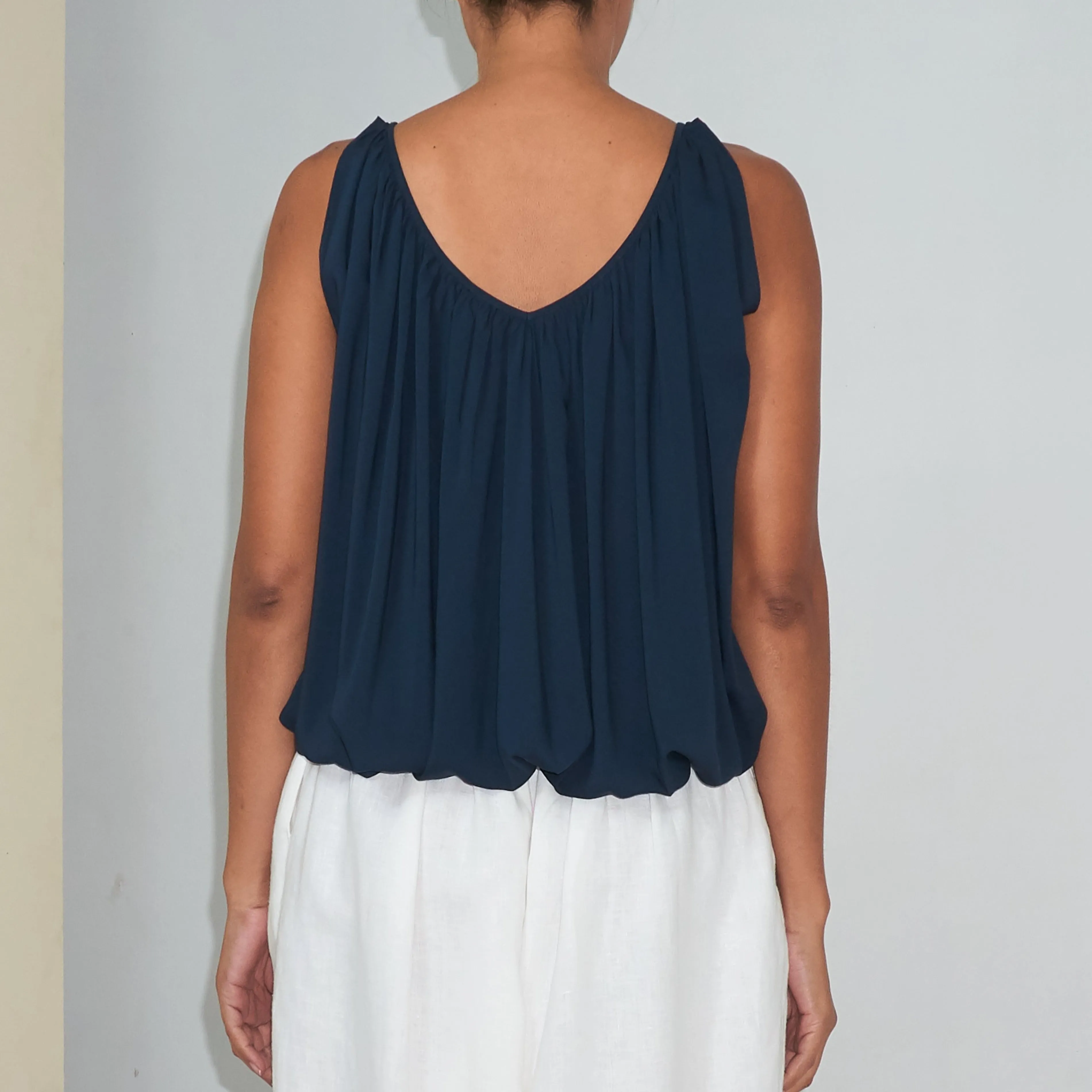 V-FLOW TOP - Rayon Voile | Midnight Blue