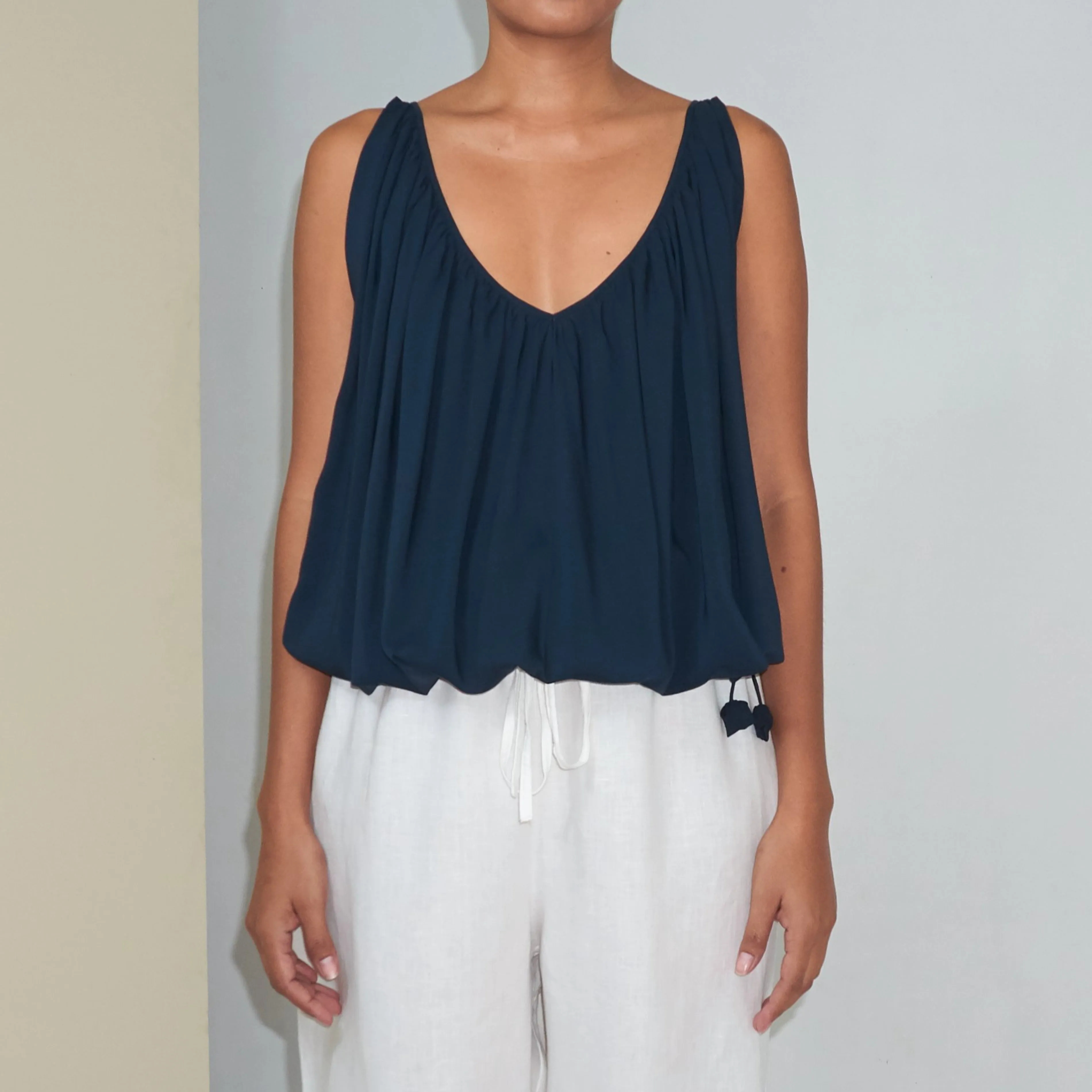 V-FLOW TOP - Rayon Voile | Midnight Blue