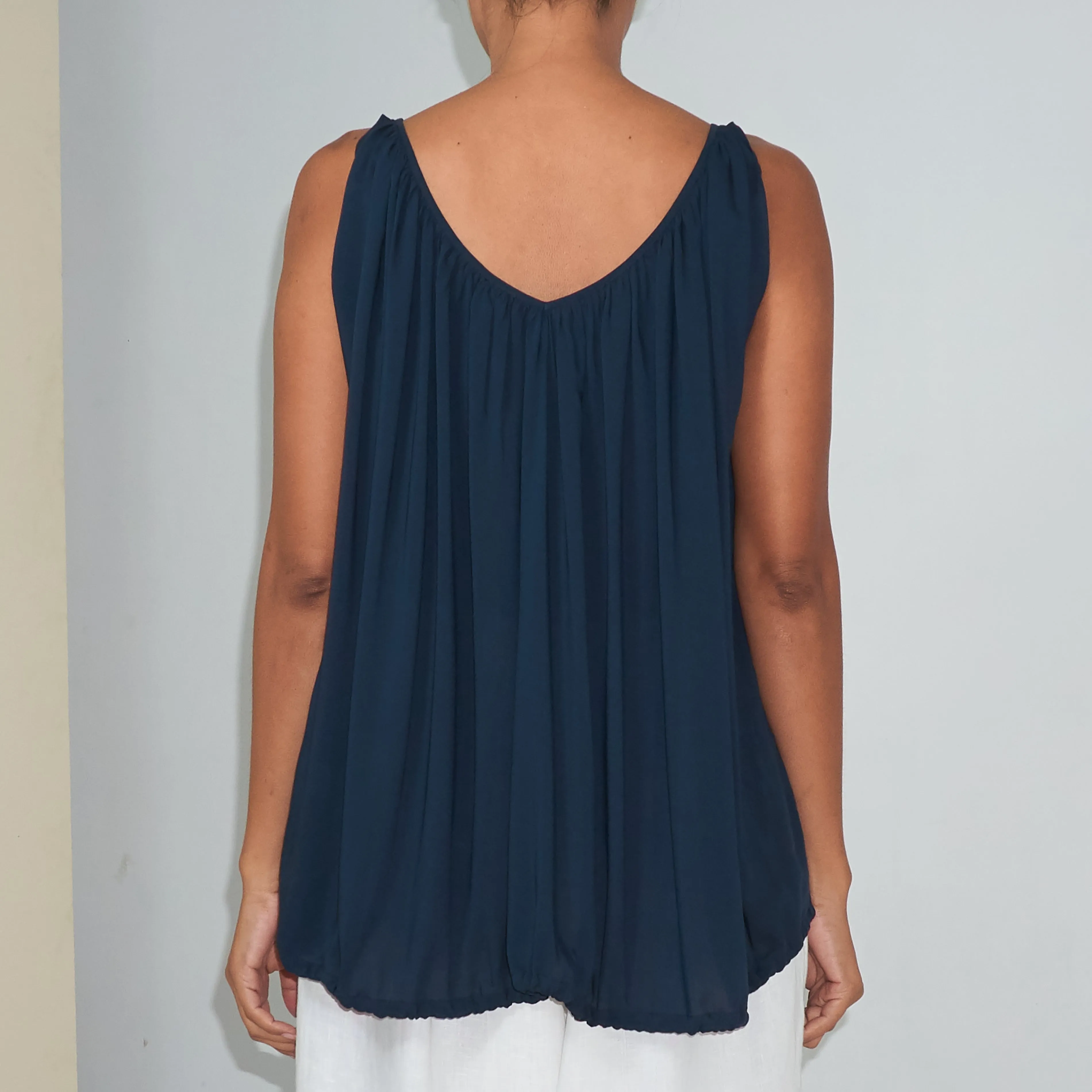 V-FLOW TOP - Rayon Voile | Midnight Blue