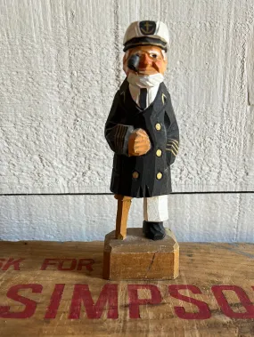 Vintage Wooden Fisherman - Black Coat   Peg Leg