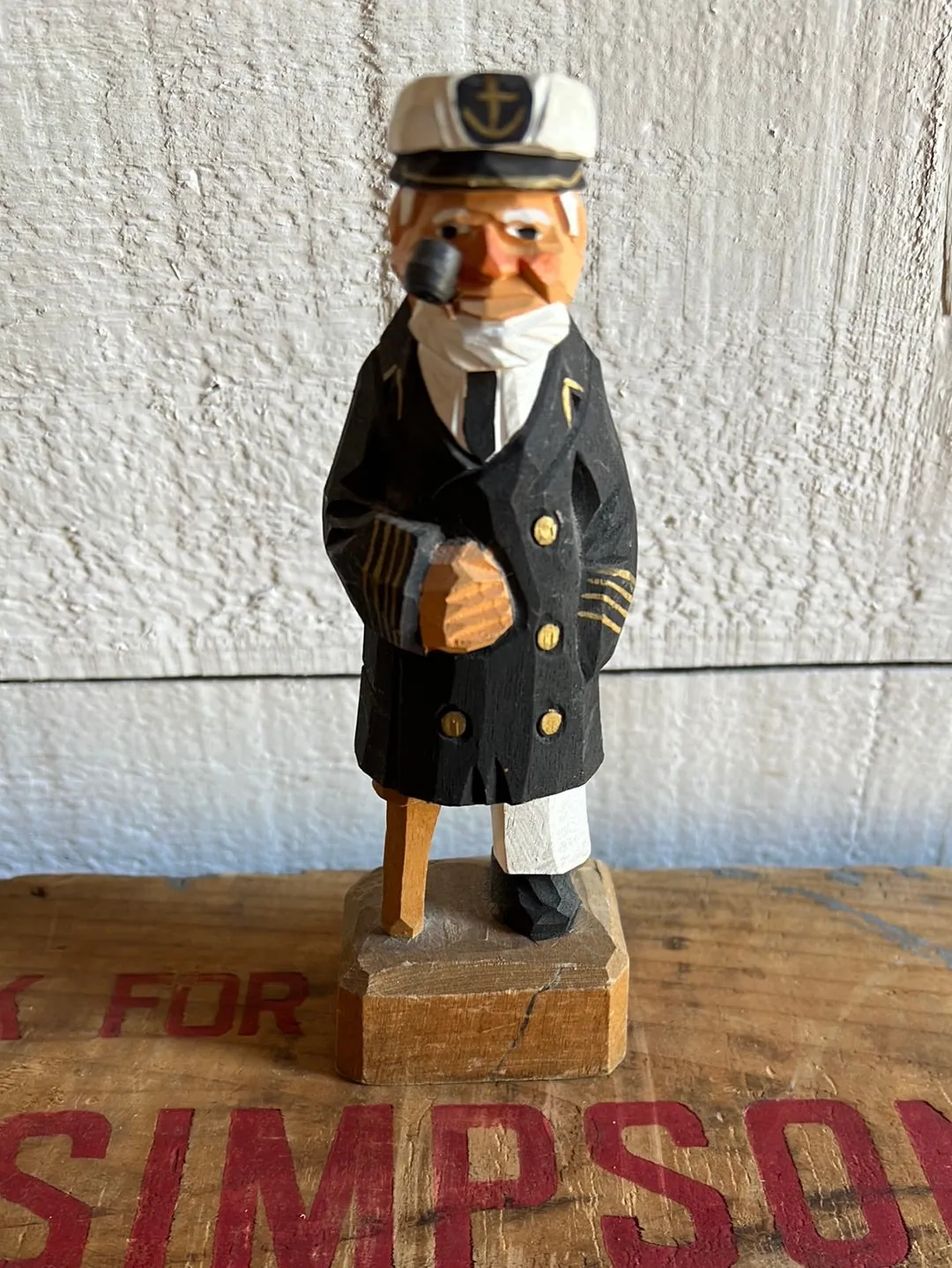 Vintage Wooden Fisherman - Black Coat   Peg Leg