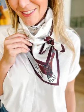 White Bulldog with Maroon Scarf