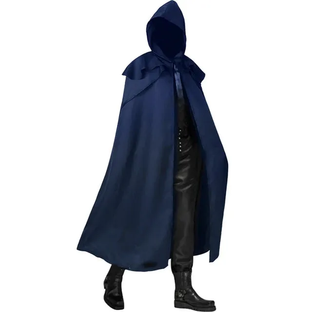 Wiaofellas European New Halloween Party Cape Men's Medieval Multicolor Cloak Coat Men's Fashion Gothic Cosplay Long Hooded Cloak Costume