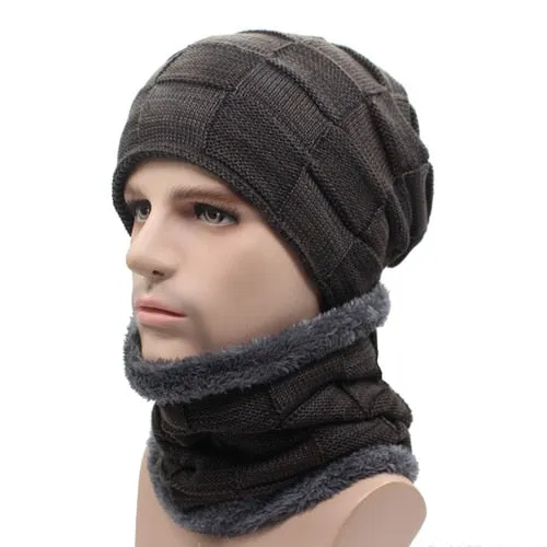 Winter Beanie Hat Scarf skullies beanies Soft Skull Warm Baggy Cap Mask Hats For Men Women Knitted Hat