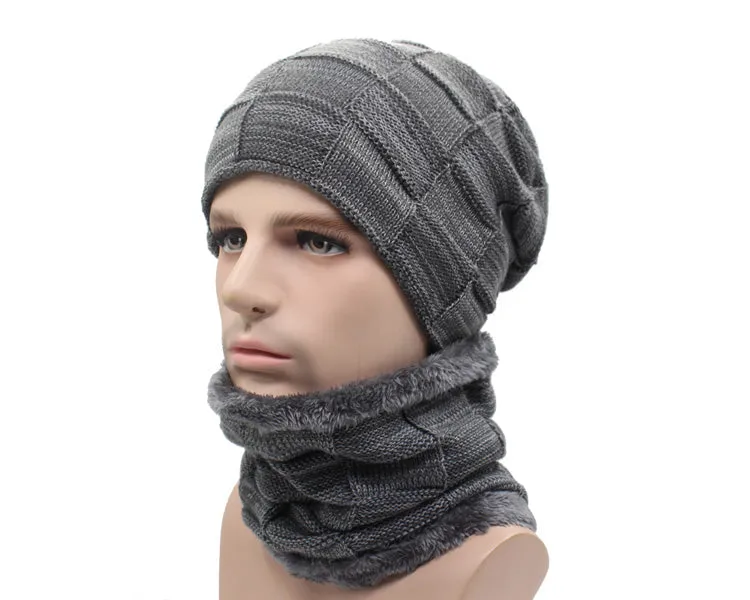 Winter Beanie Hat Scarf skullies beanies Soft Skull Warm Baggy Cap Mask Hats For Men Women Knitted Hat