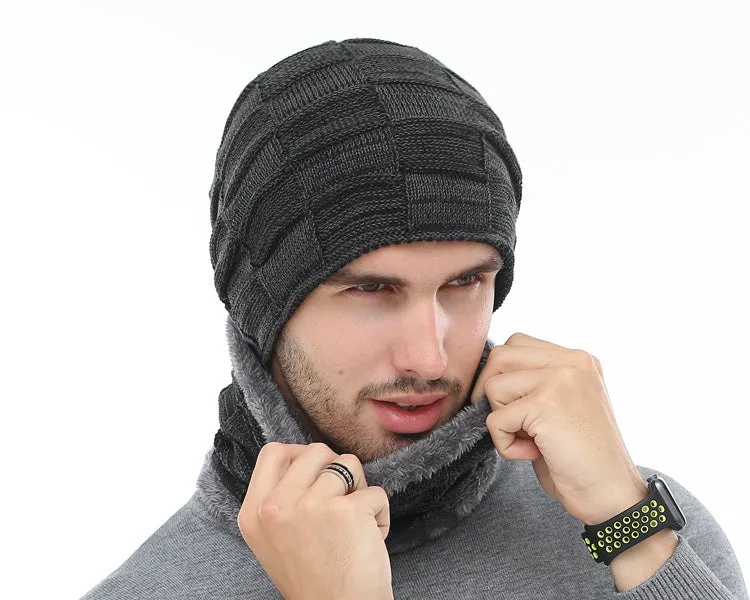 Winter Beanie Hat Scarf skullies beanies Soft Skull Warm Baggy Cap Mask Hats For Men Women Knitted Hat