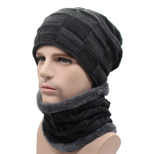 Winter Beanie Hat Scarf skullies beanies Soft Skull Warm Baggy Cap Mask Hats For Men Women Knitted Hat