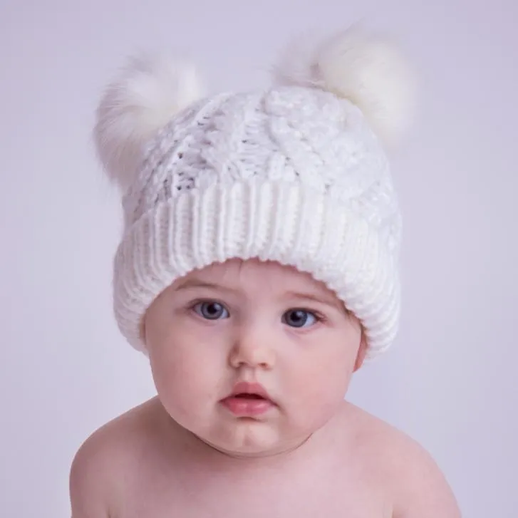 Winter White Fluffer Beanie Hat for Babies, Toddlers & Kids