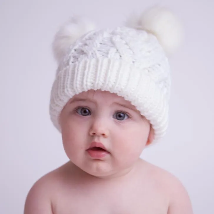 Winter White Fluffer Beanie Hat for Babies, Toddlers & Kids