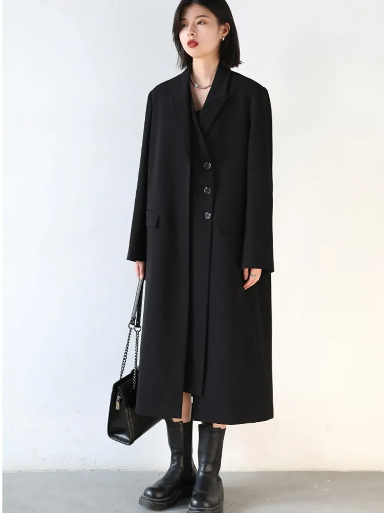 Wjczt New Women's Long Trench Coat Solid Design Woman Windbreaker Outerwear Female Tops Office Lady Coats Spring Autumn 2022