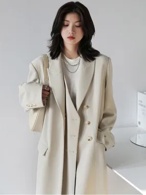 Wjczt New Women's Long Trench Coat Solid Design Woman Windbreaker Outerwear Female Tops Office Lady Coats Spring Autumn 2022