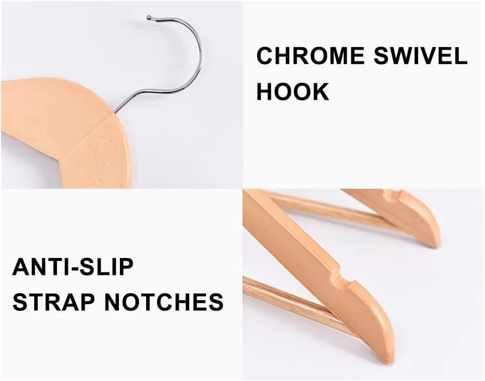 Wooden Hangers With Metal Hook - 40/60/80/120 Pack