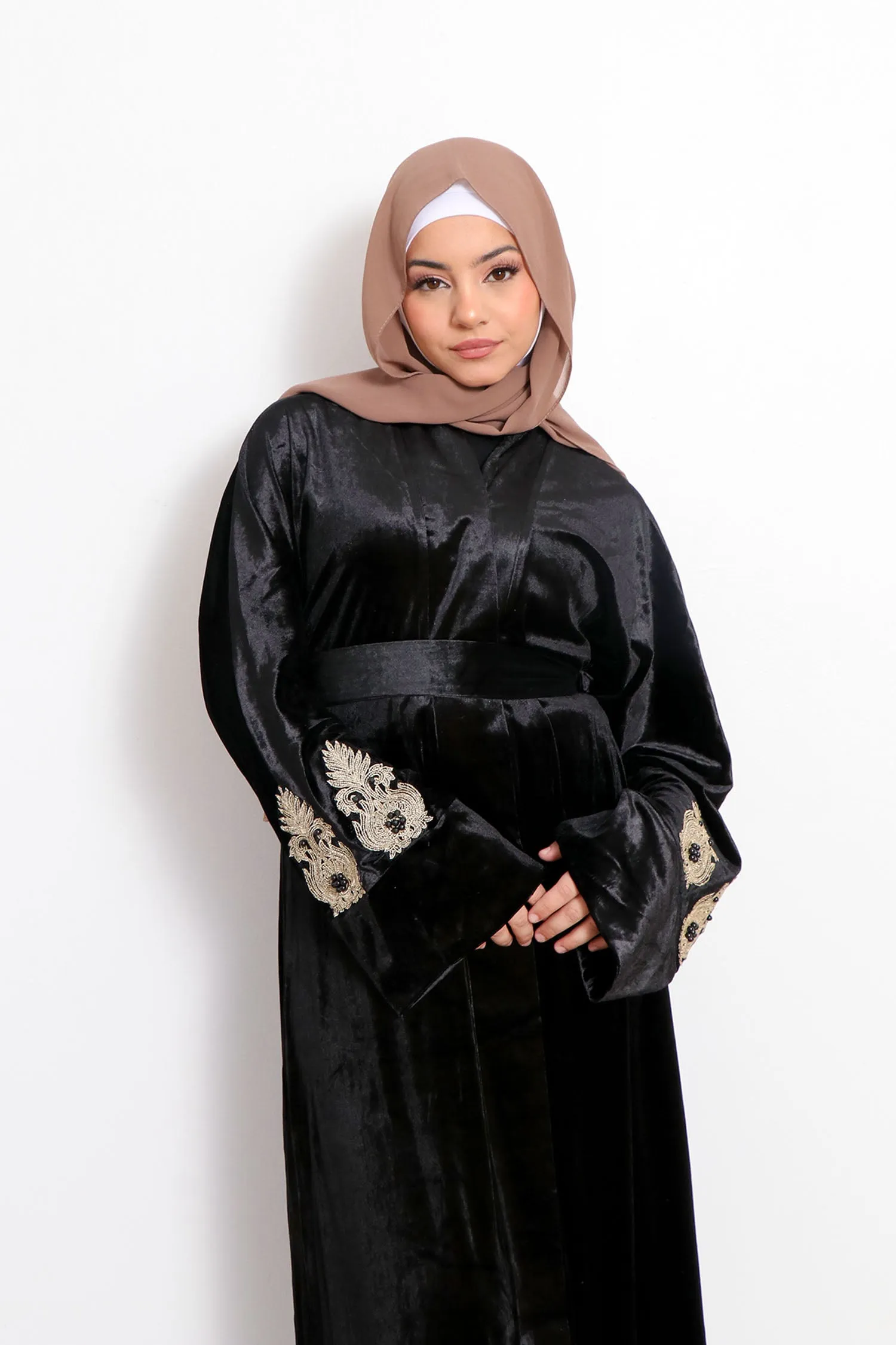 Yara VIP Luxury Lace Open Abaya- Black